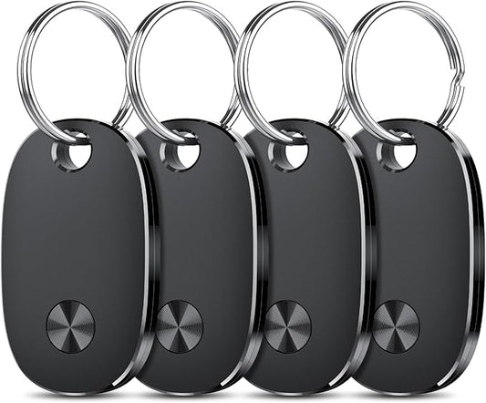 Tracker Tags-4 Pack, Bluetooth Tracker Works with Apple Find My APP (iOS Only), Keys Finder and Item Locator for Luggage, Backpack, Suitcases, Replaceable Battery, IP67 Waterproof weTag pro