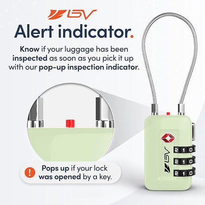 TSA Accepted Luggage Travel Lock, Set-Your-Own Combination Lock for School Gym Locker, Luggage Suitcase Baggage Locks, Filing Cabinets, Toolbox, Case (Mint Green, 4 Pack)