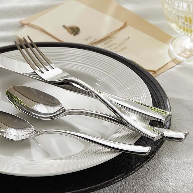 HIKAA 20-Piece Silverware Set for 4, Heavy Duty Stainless Steel Flatware Cutlery Set For Home Kitchen Restaurant Hotel, Kitchen Utensils Set, Mirror Polished, Dishwasher Safe