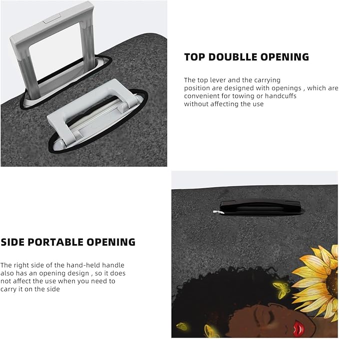 Travel Luggage Cover Suitcase Protector Washable Baggage Covers With Concealed Zipper Suitable For 18-32 Inch Large African American Black Girl