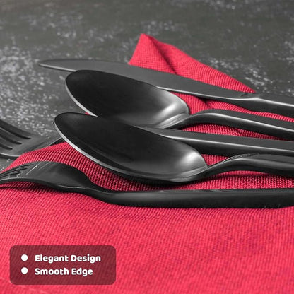 Alata Cube 45-Piece Forged Stainless Steel Flatware Set Cutlery Set with Utensil-Serving Set, Silverware Set Service for 8, Matte Satin Polished, Dishwasher Safe