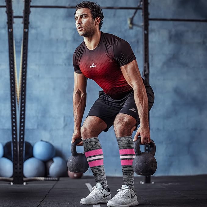 fenglaoda Compression Socks Women Men 6 Pairs, Knee High Best Support Circulation Socks for Running, Travel, Flight, Nurse