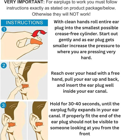 Premium Soft Foam Ear Plugs for Sleeping Noise Cancelling, Hearing Protection Earplugs for Shooting Range, Concerts, Work & Travel, Noise Reduction Rating 32 Decibels, 50 Pairs