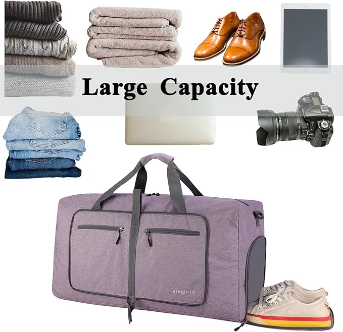 Woogwin Travel Duffel Bag Large Foldable Waterproof Overnight Bag for Beach Swim Bags Pool Sports Gym