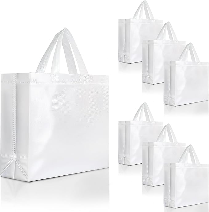 Nush Nush Large White Gift Bags Bulk - Set of 30 Reusable White Gift Bags Large Size With Handles - For Small Business Use, Wedding Gifts, Birthday Party Favor, Christmas, Holidays - 13x5x11 Size