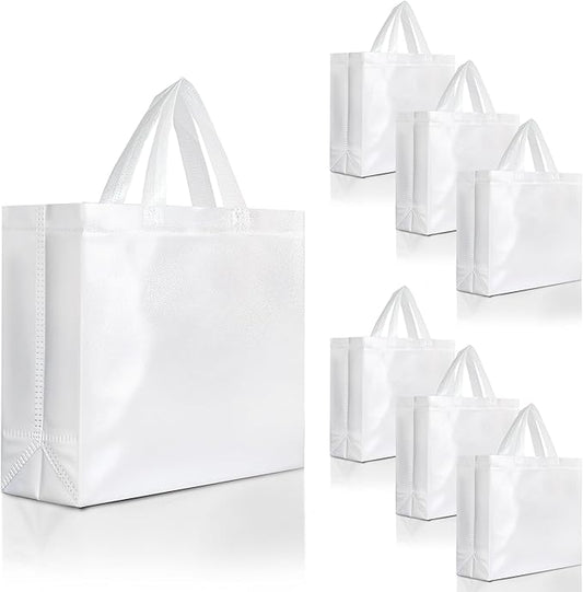 Nush Nush Large White Gift Bags Bulk - Set of 30 Reusable White Gift Bags Large Size With Handles - For Small Business Use, Wedding Gifts, Birthday Party Favor, Christmas, Holidays - 13x5x11 Size