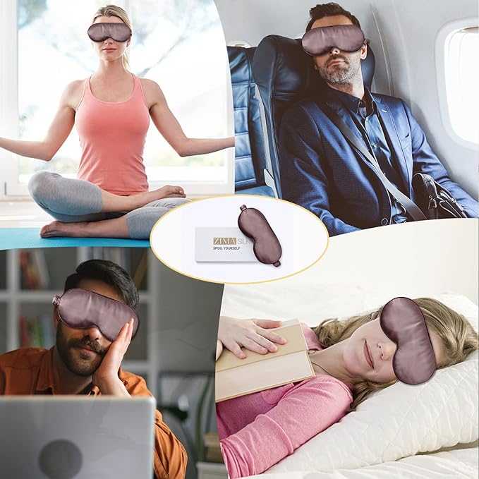 ZIMASILK Adjustable 22 Momme 100% Pure Mulberry Silk Sleep Mask, 3D Contoured Cup Eye Mask for Sleeping, Super Soft Breathable Blindfold, Perfectly Blocks Light for Sleeping. (Plum Wine)