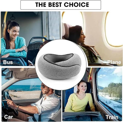 RURING Travel Pillows for Airplanes, Travel Neck Pillow Travel Pillow, Neck Pillow Airplane Memory Foam 360 Degree Support Stowable Pillows for Airplanes Offices and Cars (Light Gray)