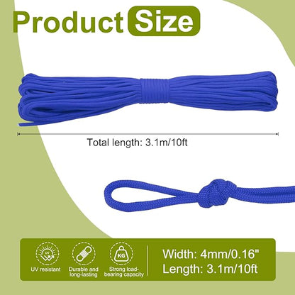 uxcell 4mm Nylon Rope, 10ft Portable Clothesline for Luggage and Backpack Tie Downs, Hanging Clothes, Swings, Camping and Mountaineering Tie Downs, Blue