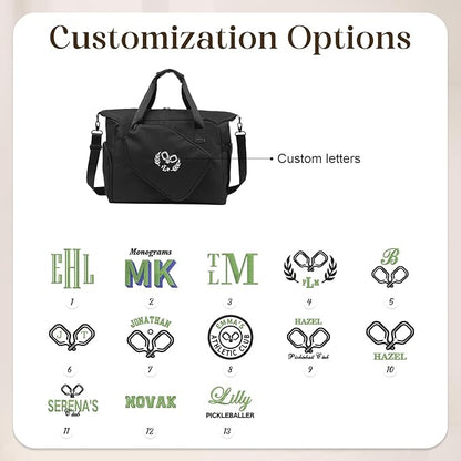 Personalized Duffel Bag Custom Sport Gym Travel Bags Embroidered Name Text Customized Dry Wet Separated Weekend Waterproof Bag for Women Men (D-Black)