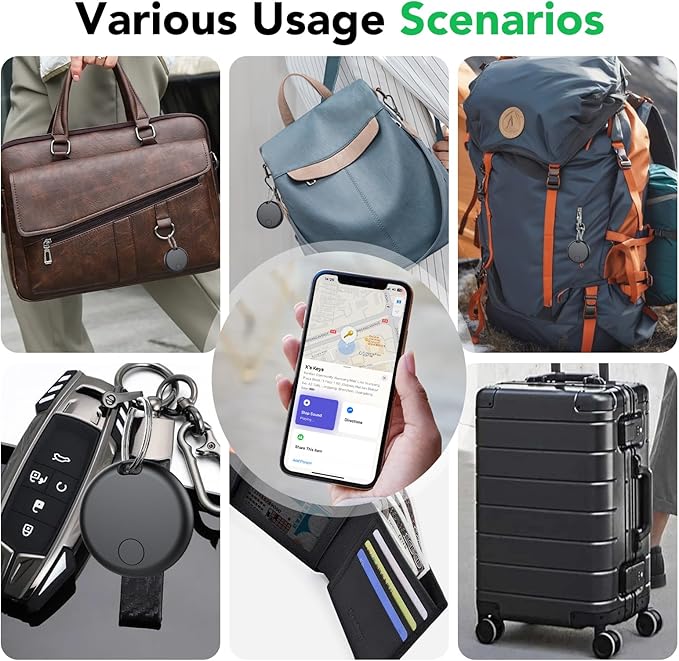 Air Tracker Tags-4 Pack: Smart Bluetooth Tracker, Item Finder Works with Apple Find My (iOS Only) App, Trakcer Tag Locator for Keys, Luggage, Satchel, weTag mini. (Not for Android Devices)