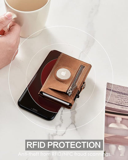 Men's Slim Wallet, Brown 3.0, 100% Full Grain Leather, RFID Protected, Airtag Wallet Holder, 3" L x 4" W x 0.8" H