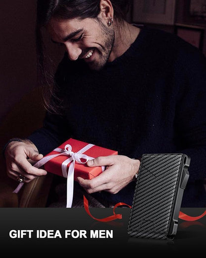 Wallet for Men RFID Wallet with 2 ID Windows & Money Clip, Slim Pop Up Card Holder for 10-12 Cards, Bifold Minimalist Smart Wallet for Front Pocket, Compact Metal Credit Card Holder, Gifts for Men