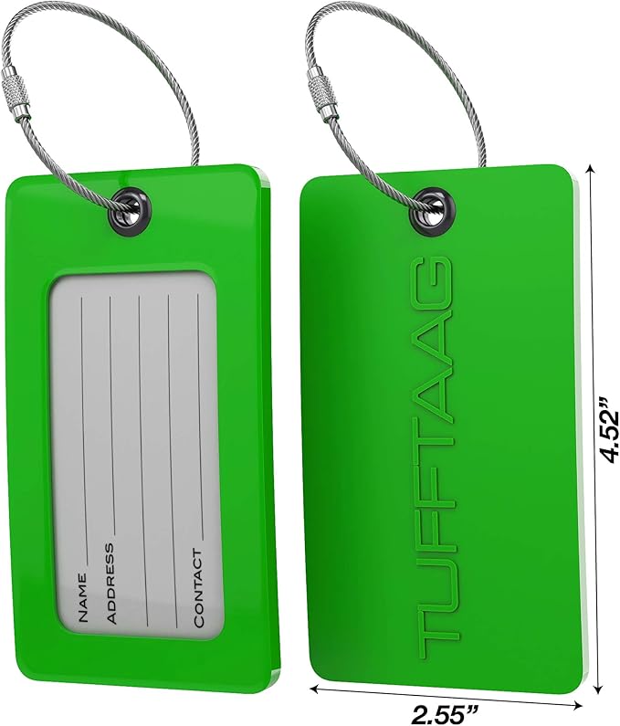 Luggage Tags Business Card Holder by TUFFTAAG - Durable Travel ID Bag Tag, Secure & Flexible, Perfect for Suitcases, Backpacks, and Carry-Ons, Easy Identification