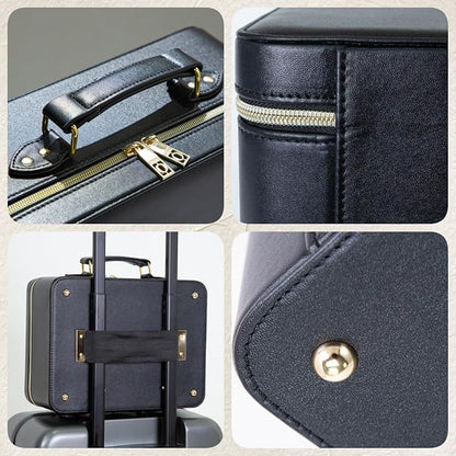 Travle Makeup Bag with LED Mirror, Portable Makeup Artist Organizer Case with Lighted Mirror, Makeup Bag with Adjustable Dividers, Cosmetic Brush Storage Box for Women Gift