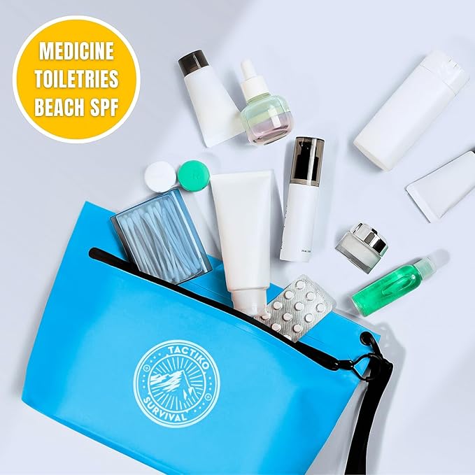 Tactiko Heavy-Duty Splash Water Resistant Zipper Pouches - Hold-All Organizers for Dry Bags, Travel Bags (Blue)