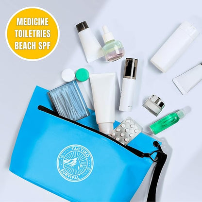 Tactiko Heavy-Duty Splash Water Resistant Zipper Pouches - Hold-All Organizers for Dry Bags, Travel Bags (Blue)