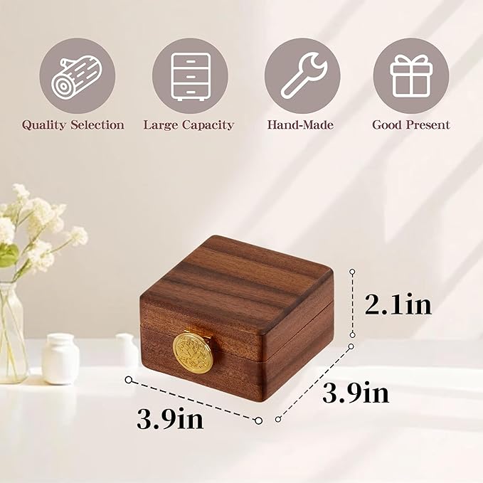 Travel Jewelry Case Wood Small Jewelry Box for Women Wood Jewelry Organizer Storage Holder For Earrings Rings Necklaces Velvet Wooden Jewelry Box With Lock
