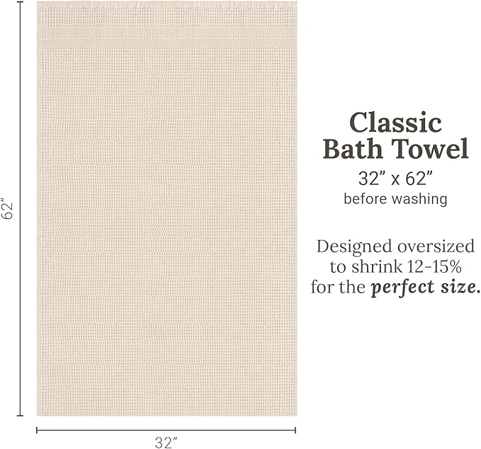 GILDEN TREE Waffle Towels for Bathroom, 100% Cotton Quick Dry Towel, Waffle Bath Towels Large, Absorbent Lightweight Travel Towel, Bath Towels Set of 2, Classic Style (Cream)