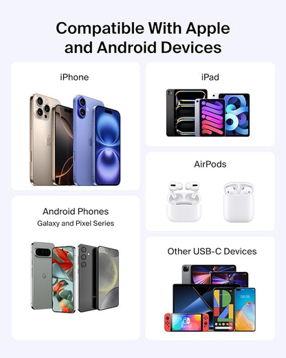 Belkin Portable Charger, Slim USB-C Power Bank 10,000mAh w/ 2 USB-C Ports, Digital Battery Display, 20W Charging Battery Pack - iPhone 17, Air, Pro, Samsung Galaxy S25, Pixel 10, iPad, & More - Blue