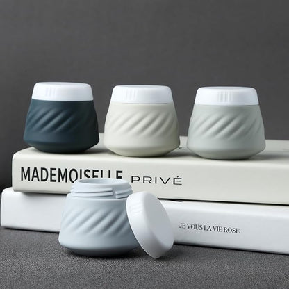 Gemice TSA Approved Travel Containers for Toiletries, 4 Pack Silicone Cream Jars with Convenient Toiletry Bag, Leak-proof Wide Mouth Travel-Size Toiletries Containers with Lid for Cosmetic Cream