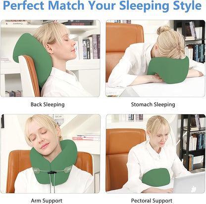 jiaao Travel Neck Pillow, Memory Foam Travel Pillow, Includes 3D Eye Masks, Earplugs, and Storage Bag, U-Shaped Napping Pillow for Airplanes, Cars, Trains, Home