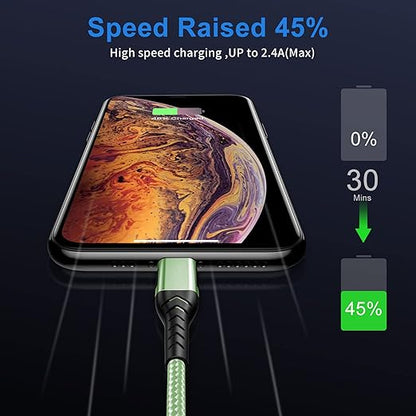 Durcord Compatible with iPhone Charger,3Pack 6FT USB A Cable for Phone Charger Cable, Fast Phone Charging Cord Compatible with Phone Xs Max/XS/XR/X/8/7/6S/6/Plus/SE/Pad(Lightning Green)