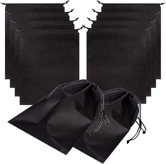 Set of 10 Jumbo Shoe Bags for Travel Non-Woven with Rope for Men and Women Large Shoes Pouch Storage Packing Organizers