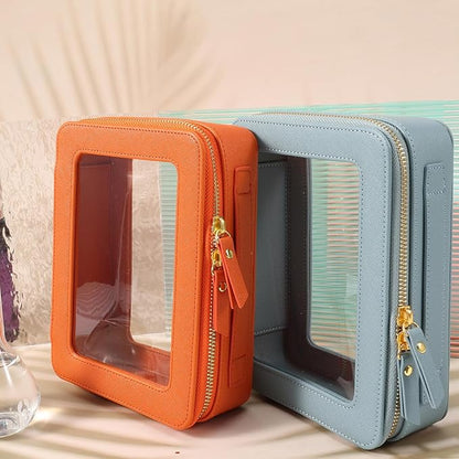 SANHECUN Toiletry bag waterproof cosmetic organizer with handle lagre opening for travelling