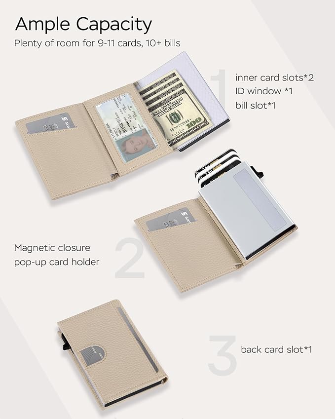 Women's Small Wallet - Sleek & Secure - RFID Blocking Compact Wallet with Slim Lightweight Pop Up Credit Card Holder, Premium Leather Capacity 11+ Cards Plus Cash & ID, Gift for Her
