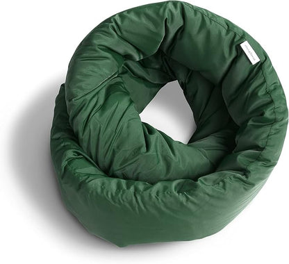 Huzi Infinity Pillow - Travel Neck Pillow - Versatile Soft 360 Support Scarf - Machine Washable - Home Travel Flight Road Trips Airplane Sleeping (Pine Green)
