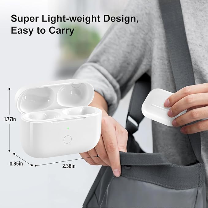 Wireless Charging Case Replacement Compatible with AirPod Pro 1st & 2nd Generation, Air Pod Pro 1 2 Charger Case with Bluetooth Pairing Sync Button, White