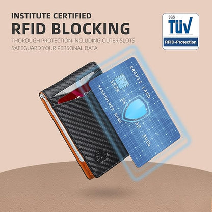 Zitahli Wallet for Men-6 Slots ID Window-Mens Wallets-Slim Wallet Classic Spring Money Clip RFID Blocking-Gift for Men