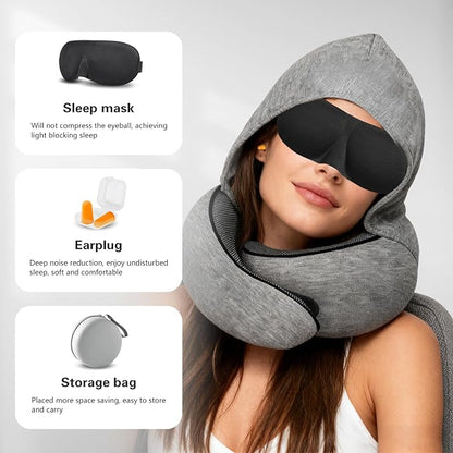 Neck Travel Pillow, Airplane Pillow for Traveling, Adjustable Flight Pillow, Memory Foam Airplane Pillow for Side, Breathable & Hypoallergenic for Long Flights, Cars, Trains & Office