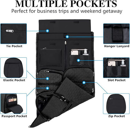 Garment Bag for Travel With Toiletry Bag Convertible Carry On Weekender Bag Large Travel Duffel Bags for Women 2 in 1 Hanging Suitcase Suit Travel Bags for Women & Men 3pcs Set (G-Black)