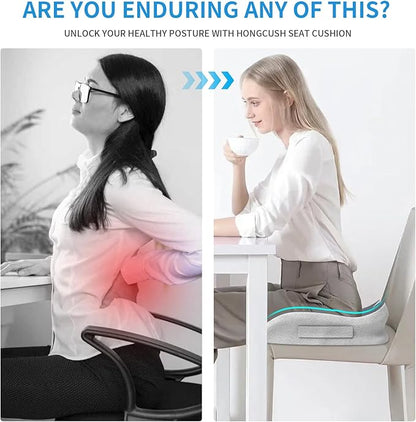 Seat Cushion Extra Thick Premium Memory Foam for Office Chair & Car, Pain Relief for Sciatica Tailbone Back, Orthopedic Comfort