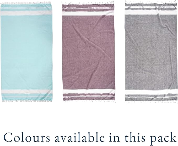 LANE LINEN Pool Towels, Turkish Beach Towels Oversized Set of 6, Pre-Washed, No Shrink, Quick Dry Travel Towel, Beach Towel for Women, Absorbent & Sand Free Towel, 39"x71" - Summer Color