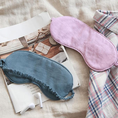 100% Pure Linen Sleep Mask Blackout Eye Mask for Sleeping, Eye Cover with Adjustable Strap - Organic Cotton Core Linen Eyes Mask Breathable for Travel - Gift for Women Men (Gray Blue)