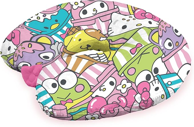 Northwest Sanrio Hello Kitty and Friends Sweet Snacks Travel Neck Pillow, U-Shaped Plush Cushion for Airplane, Traveling, Car, 12x13 inches