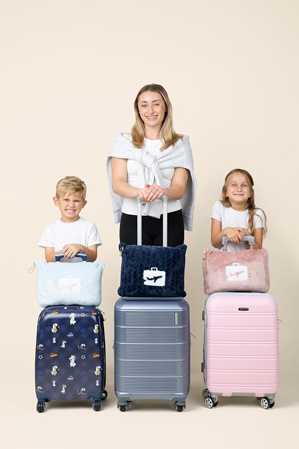 EverSnug Travel Blanket and Pillow - Premium Soft 2 in 1 Airplane Blanket with Soft Bag Pillowcase, Hand Luggage Sleeve and Backpack Clip (Navy Blue)