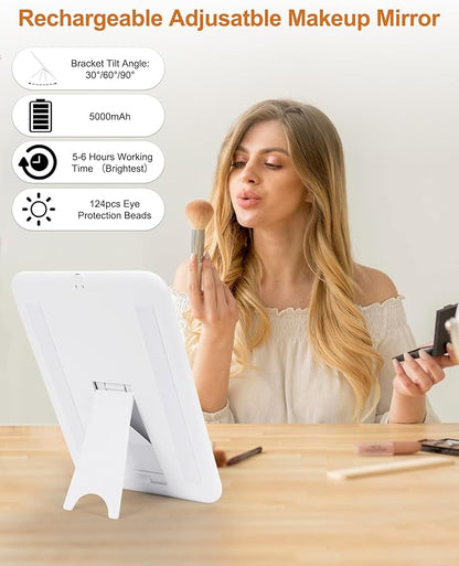 Relavel Extra Large Cosmetic Bag with LED Mirror, Train Makeup Case with Adjustable Dividers and 4 Removable Pouches, Hair Supplies Organizer, Portable Cosmetic Organizer Bag for Makeup Artists