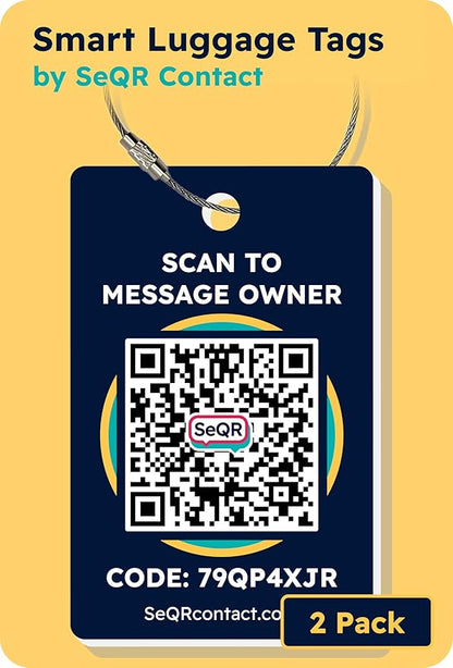 Smart Luggage Tags | Privacy QR Code Luggage Tag Keeps Personal info Private | Customizable Travel Suitcase Tags for Women Men | Use with GPS Bag Locator Tracking Tags, Air Tag for Android or iOS