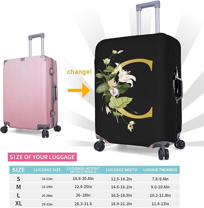 Decorative C Suitcase Protectors Elastic Washable Luggage Covers With Concealed Zippers For 18-32 Inch Luggage (Size Xl: Fits 29-32 Inch)