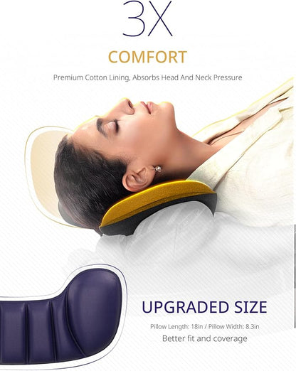 Travel Pillow, Airplane Neck Pillow for Long Flight, Oversized Head Strap with 3D Eye Mask for Sleep, 360°Support Headrest, Stop Bobblehead, Ultimate Travel Essentials for Men Women Purple