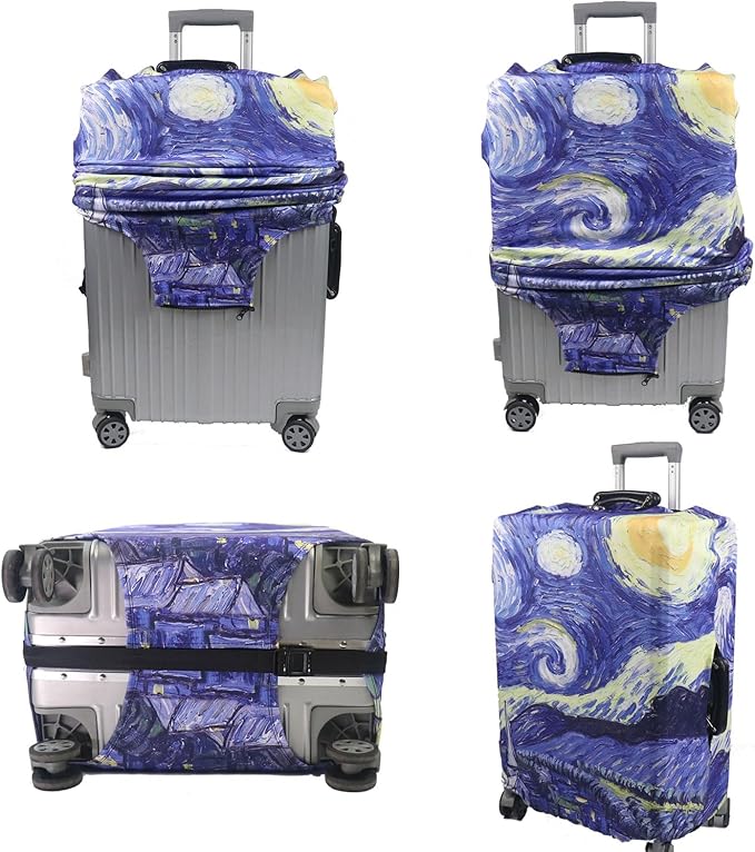 MosaiRudo Thicker Luggage Cover Elastic Suitcase Cover Protector Fits 18-32 Inch Suitcase Travel Accessories (Starry Sky, L)