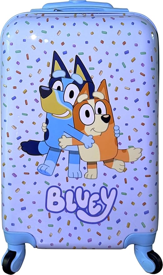 Fast Forward Kids Licensed Hard-Side 21” Spinner Luggage Lightweight Carry-On Suitcase (Bluey)