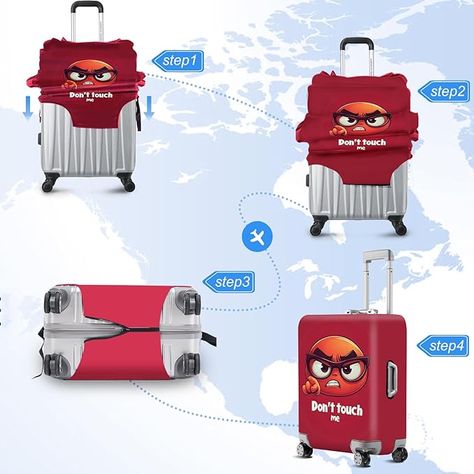 ANNA QUEEN Don't Touch Me Red Luggage Cover Washable Suitcase Protector Suitcase Cover Anti-Scratch,Stretchable Fit for 18-32Inch Luggage,Travel Bag Cover XL(fits 29-32Inch suitcase)