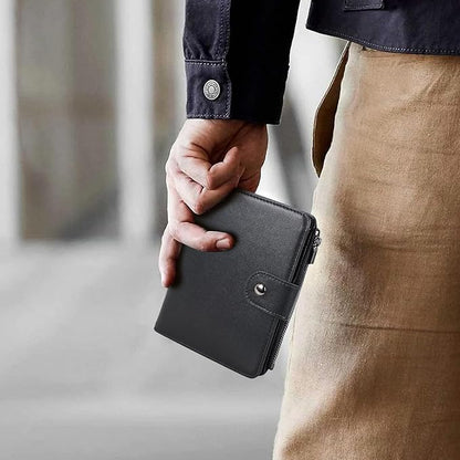 Polare Napa Leather Travel Passport Holder with YKK Zipper Pocket Snap Passports Cover RFID Blocking Passport Wallet Holders 2 Passports (Black with Zipper Pocket)