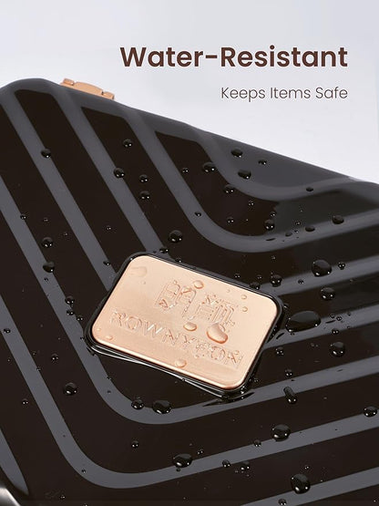 ROWNYEON Travel Makeup Case With Light Up Mirror Portable Train Case Organizer Make up Box for Girls Makeup Artist Hairstylist Casewith 5x Mirror Black