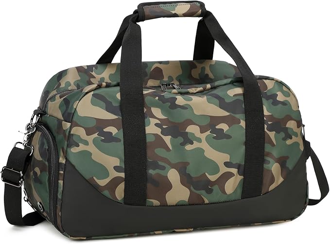 Octsky Boys Overnight Bag Weekender Bag Sports Gym Travel Duffel Bag with Shoe Compartment, Camo Green